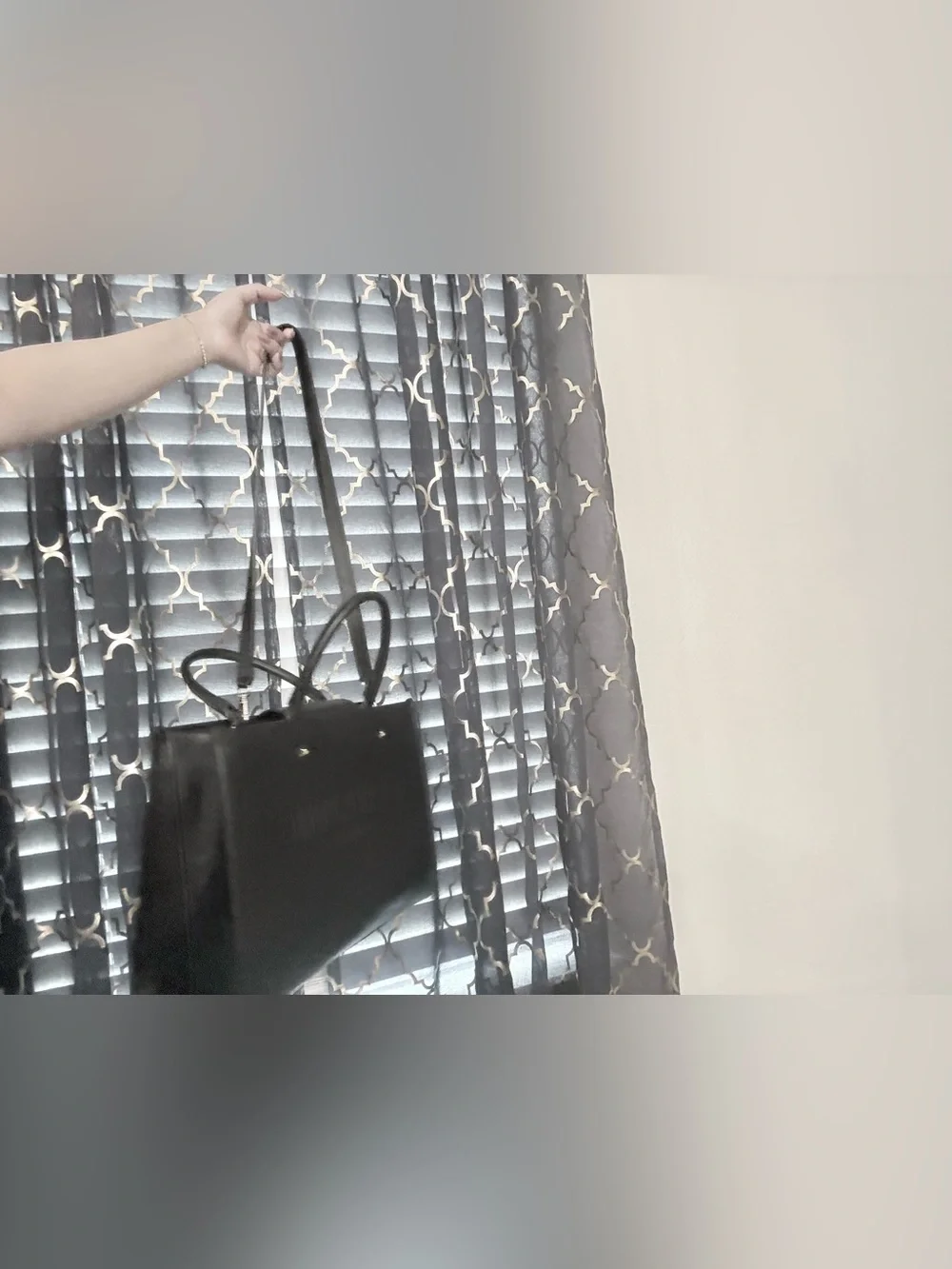 Jimmy Choo Black Leather Tote with Embossed Logo